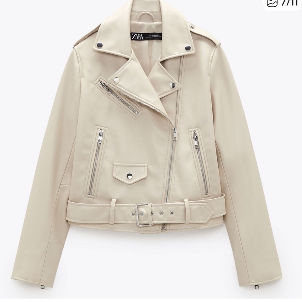 NWT - Zara Cream Leather Jacket - NWT